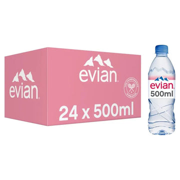 Evian Still Natural Mineral Water 24 x 500ml (Pack of 24)