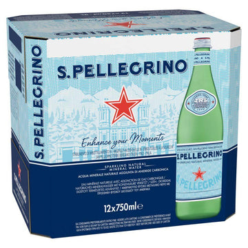 San Pellegrino Sparkling Natural Mineral Water Glass 12 x 750ml (Pack of 12)